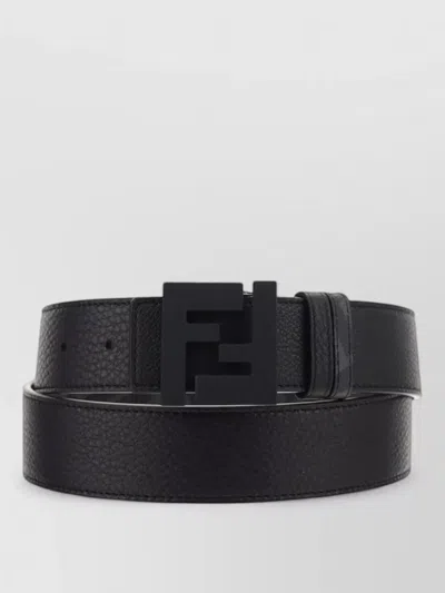 Fendi Reversible Calfskin Belt Adjustable Length Textured In Black
