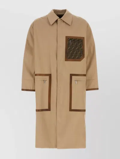 Fendi Logo Monogram Reversible Trench Coat In Neutral