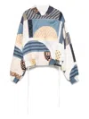 Fendi Blue Silk Reversible Bomber Jacket With Patchwork Print In Blue