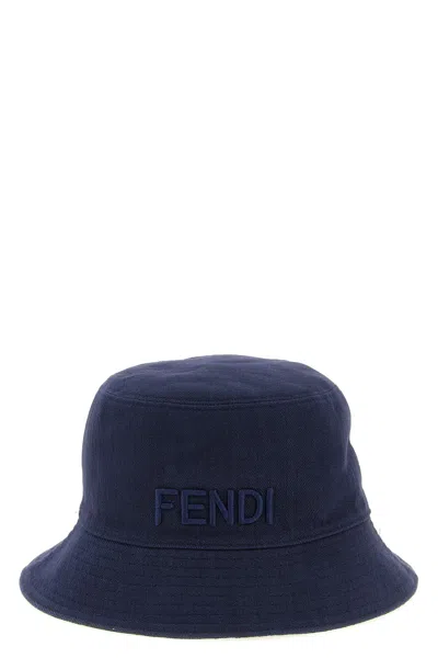 Fendi Reversible Denim Bucket Hat In Blue