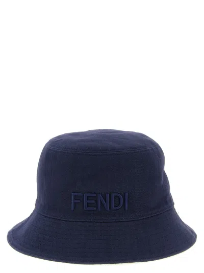 Fendi Reversible Denim Bucket Hat In Blue