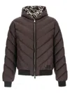 Fendi Reversible Down Jacket Puffer Jackets Beige In Brown