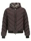 Fendi Reversible Down Jacket Puffer Jackets Beige In Brown