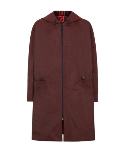 Fendi Reversible Drawstring Hooded Parka In Brown