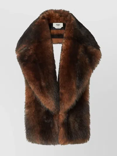 FENDI REVERSIBLE FAUX FUR WIDE COLLAR SCARF