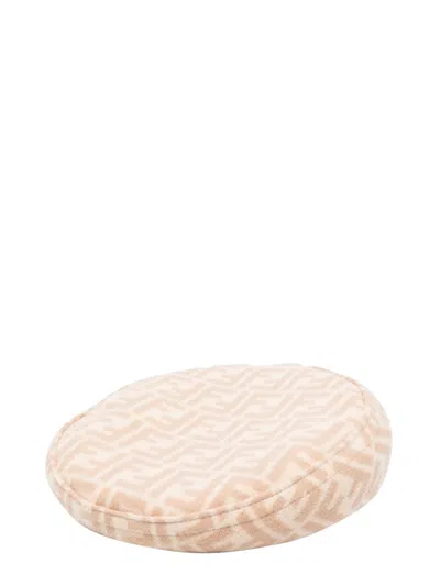 Fendi Reversible Ff Beret For Kids In Beige