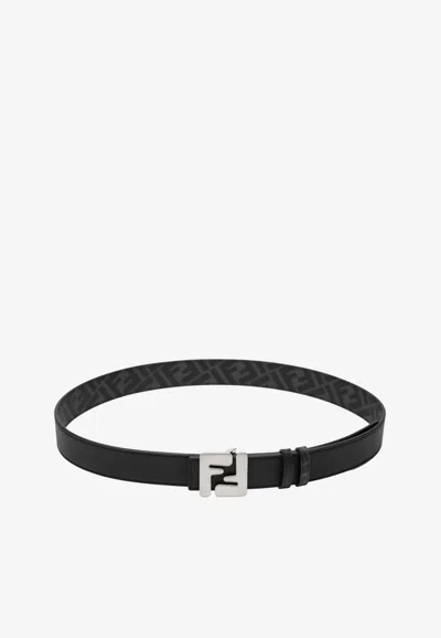 Fendi Reversible Ff Buckle Leather Belt In Black