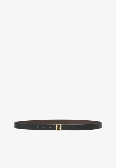 Fendi Reversible Ff Buckle Leather Belt In Black