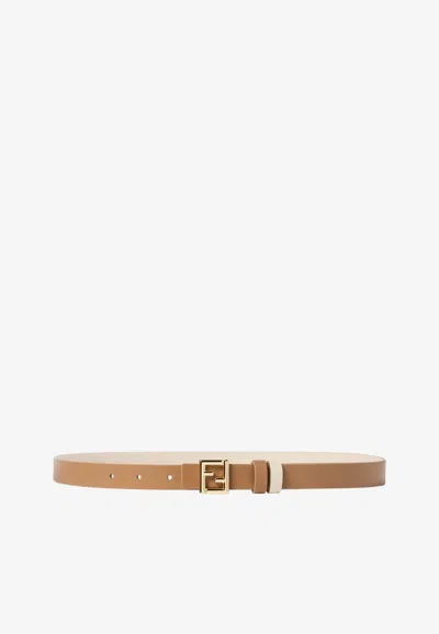 Fendi Reversible Ff Leather Belt In Brown