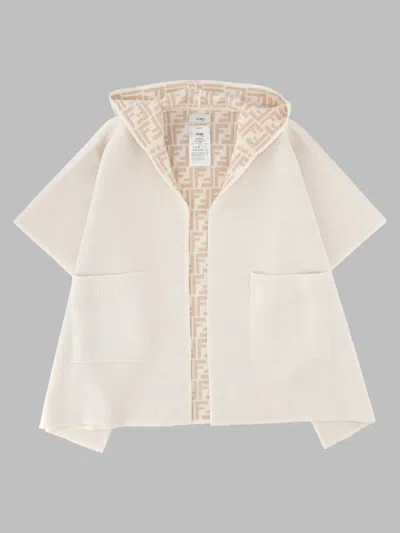 Fendi Reversible Ff Mantella Girls' Wool & Cashmere Blend Sweater In Beige