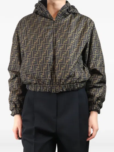 Pre-owned Fendi Reversible Ff Monogram Windbreaker Jacket In Black