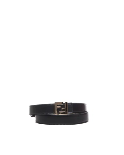Fendi Reversible Ff Squared Belt In Black