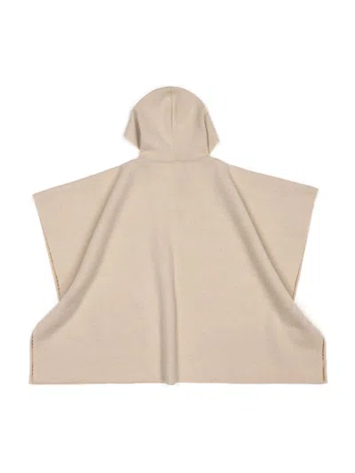 Fendi Reversible Ff Wool Cape In Beige
