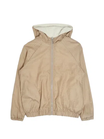 Fendi Kids' Reversible Ff-monogram Jacket In Neutrals