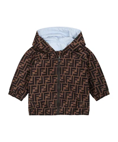 Fendi Reversible Hooded Rain Jacket In Black