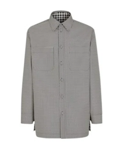 Fendi Reversible Houndstooth-check Jacket In Gray