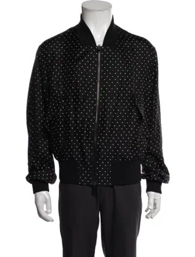 Pre-owned Fendi Reversible Karligraphy Accent Bomber Jacket In Black