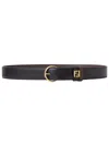 Fendi Pin Buckle Leather Reversible Belt In Black