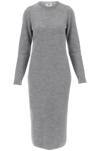 Fendi Reversible Knit Dress In Seven In Grey
