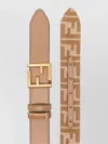 Fendi Reversible Leather And Denim-effect Jacquard Belt In Brown