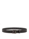 Fendi Reversible Leather And Ff Fabric Belt In Black