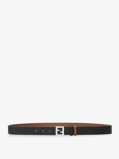 Fendi Reversible Leather Belt In Black