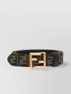 Fendi Reversible Leather Belt Monogram Print In Brown