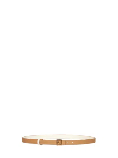 Fendi Reversible Leather Ff Belt In Beige