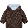 Fendi Reversible Light Blue Windbreaker For Baby Girl With Iconic Ff In Light Blue