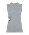 Fendi Sleeveless Wool Top With Unique Cut-out Detail In Gray