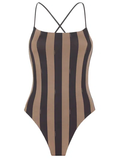 Fendi Reversible Lycra® Swimsuit In Brown