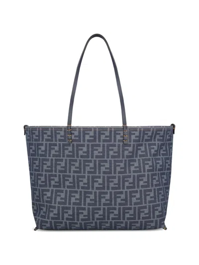 Fendi Reversible Mini Handbag With Removable Zip Pocket And Gold-tone Hardware In Blu