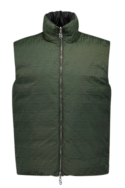 Fendi Reversible Nylon Gilet Puffer Jacket In Multicolor