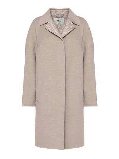FENDI REVERSIBLE OVERCOAT WITH LAPEL COLLAR