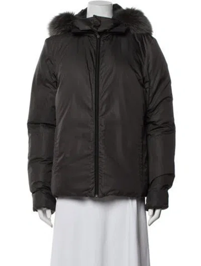 Pre-owned Fendi Reversible Peekaboo Goose Down Down Jacket In Grey