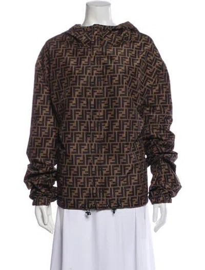 Pre-owned Fendi Reversible Printed Bomber Jacket In Brown