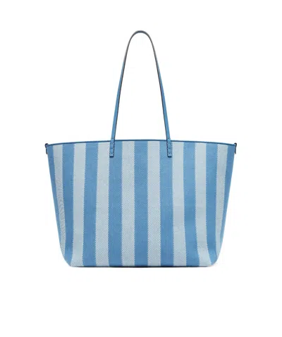 Fendi Reversible Shopper In Pequin Striped And Blue Ff Fabric
