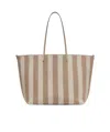 Fendi Reversible Shopper In Pequin Striped And Dove Grey Ff Fabric In Dove-grey