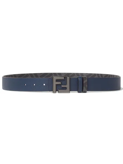 Fendi Reversible Slim Buckle Belt - 3.5 Cm Width In Blue