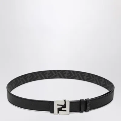 Fendi Reversible Squared Ff Leather Belt In Black