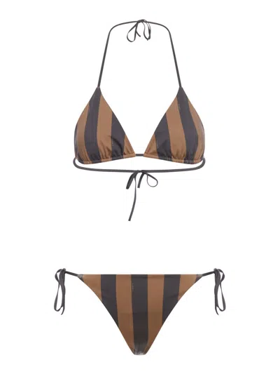 Fendi Reversible Striped Bikini Set In Multi