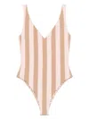 Fendi Striped Swimsuit High-cut Leg In Pink