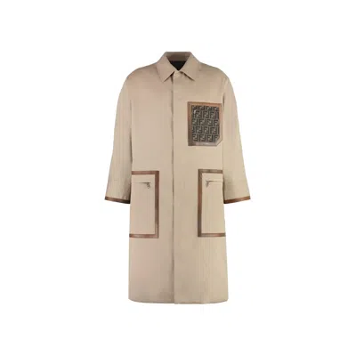 Fendi Logo Monogram Reversible Trench Coat In Neutral
