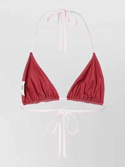 Fendi Reversible Triangle Bikini Top Pequin Stripes In Burgundy