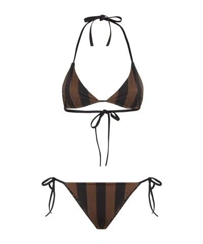 FENDI FENDI REVERSIBLE STRIPED BIKINI SET