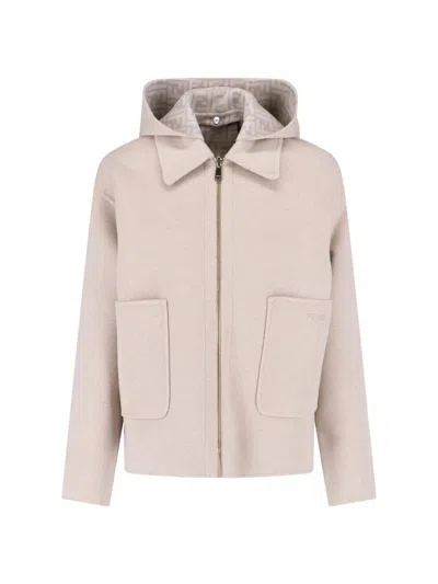 Fendi Reversible Virgin Wool Jacket In White