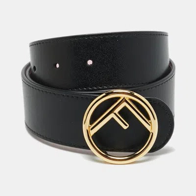 Pre-owned Fendi Reversible Waist Belt Black/light Pink Leather