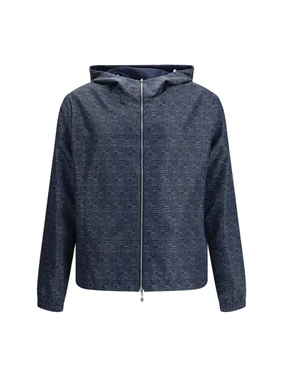 Fendi K-way Reversibile In Poliestere Stampato  Uomo In Blue