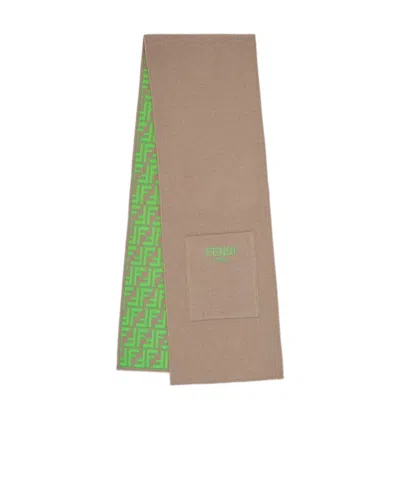 Fendi Reversible Wool-blend Scarf In Nude