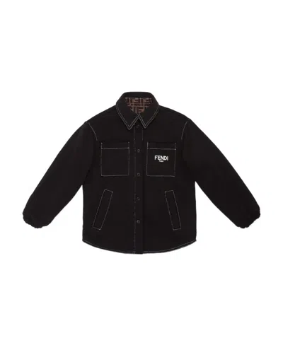 Fendi Revisable Ff-monogram Print Shirt Jacket In Black